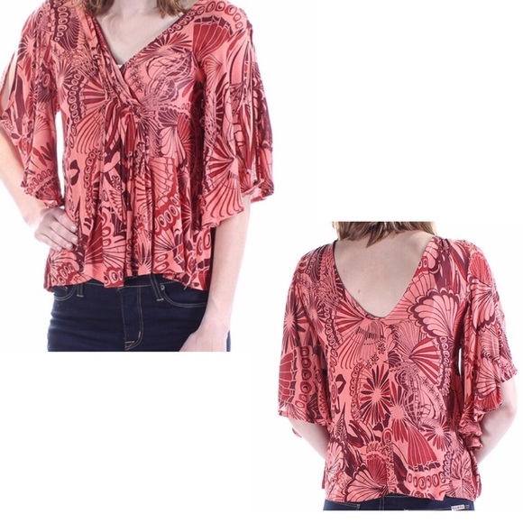 Free People ‘Amour’ Flowy Cold Shoulder Top Med - Picture 7 of 9